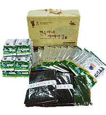 현숙이네 김세트:재래맛김(식탁용)5봉+파래맛김(식탁용)5봉+재래맛김(전장용)5봉+돌파래구운김(전장용)5봉+조선김(특)1톳+파래김(특)1톳+구운감태1봉